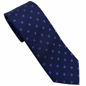Eton Navy Blue Silk Micro Floral Tie - Made in England Luxury Foulard Necktie